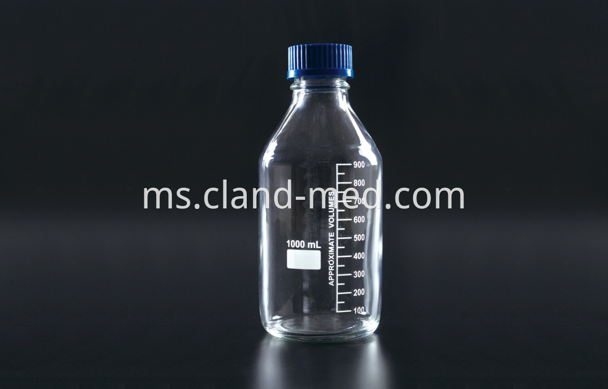 1408 Reagent Bottle (Media Bottle) with Plastic Blue Screw Cap,Clear